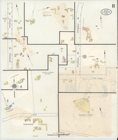 Sanborn Fire Insurance Map from Lenox, Berkshire County, Massachusetts (1939), Sheet #0008 - Complete Map Set gallery image, historic Sanborn map, vintage wall art, Massachusetts Massachusetts