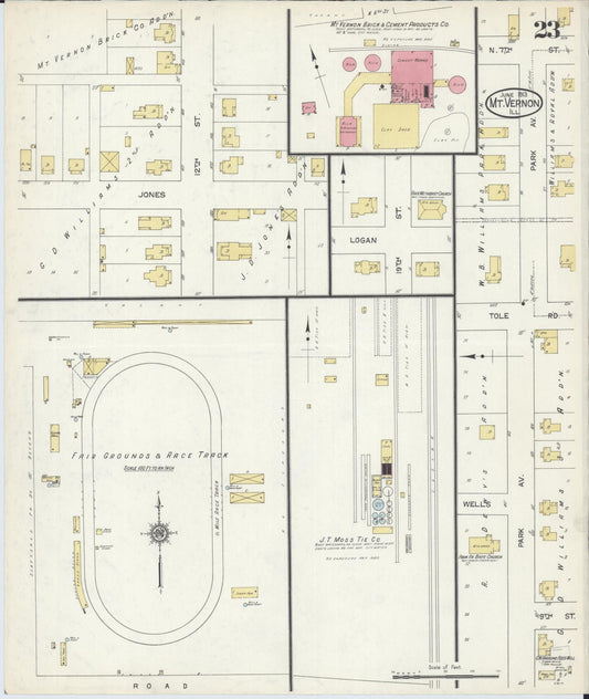 Sanborn Fire Insurance Map from Mount Vernon, Jefferson County, Illinois (1913), Sheet #0023 - Historic Sanborn Fire Insurance Map Print, vintage old map wall art, antique decor, genealogy gift, Illinois Illinois map