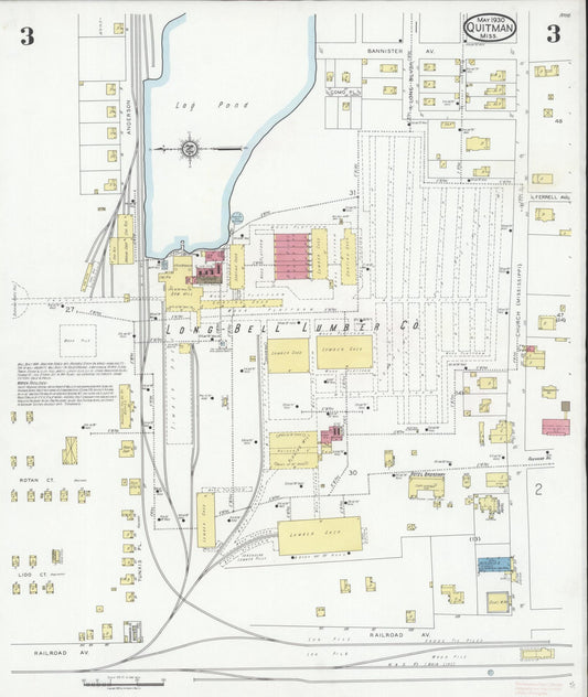 Sanborn Fire Insurance Map from Quitman, Clarke County, Mississippi (1930), Sheet #0003 - Historic Sanborn Fire Insurance Map Print, vintage old map wall art, antique decor, genealogy gift, Mississippi Mississippi map