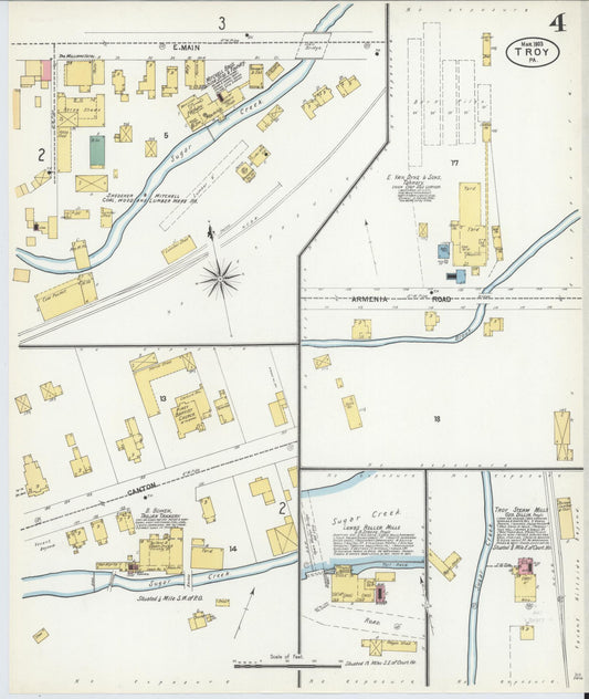Sanborn Fire Insurance Map from Troy, Bradford County, Pennsylvania (1903), Sheet #0004 - Historic Sanborn Fire Insurance Map Print, vintage old map wall art, antique decor, genealogy gift, Pennsylvania Pennsylvania map