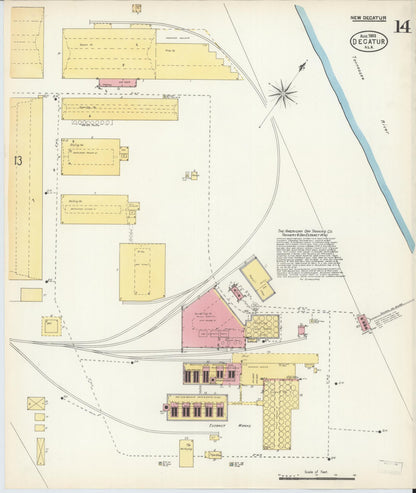 Sanborn Fire Insurance Map from Decatur, Morgan County, Alabama (1903), Sheet #0014 - Complete Map Set gallery image, historic Sanborn map, vintage wall art, Alabama Alabama