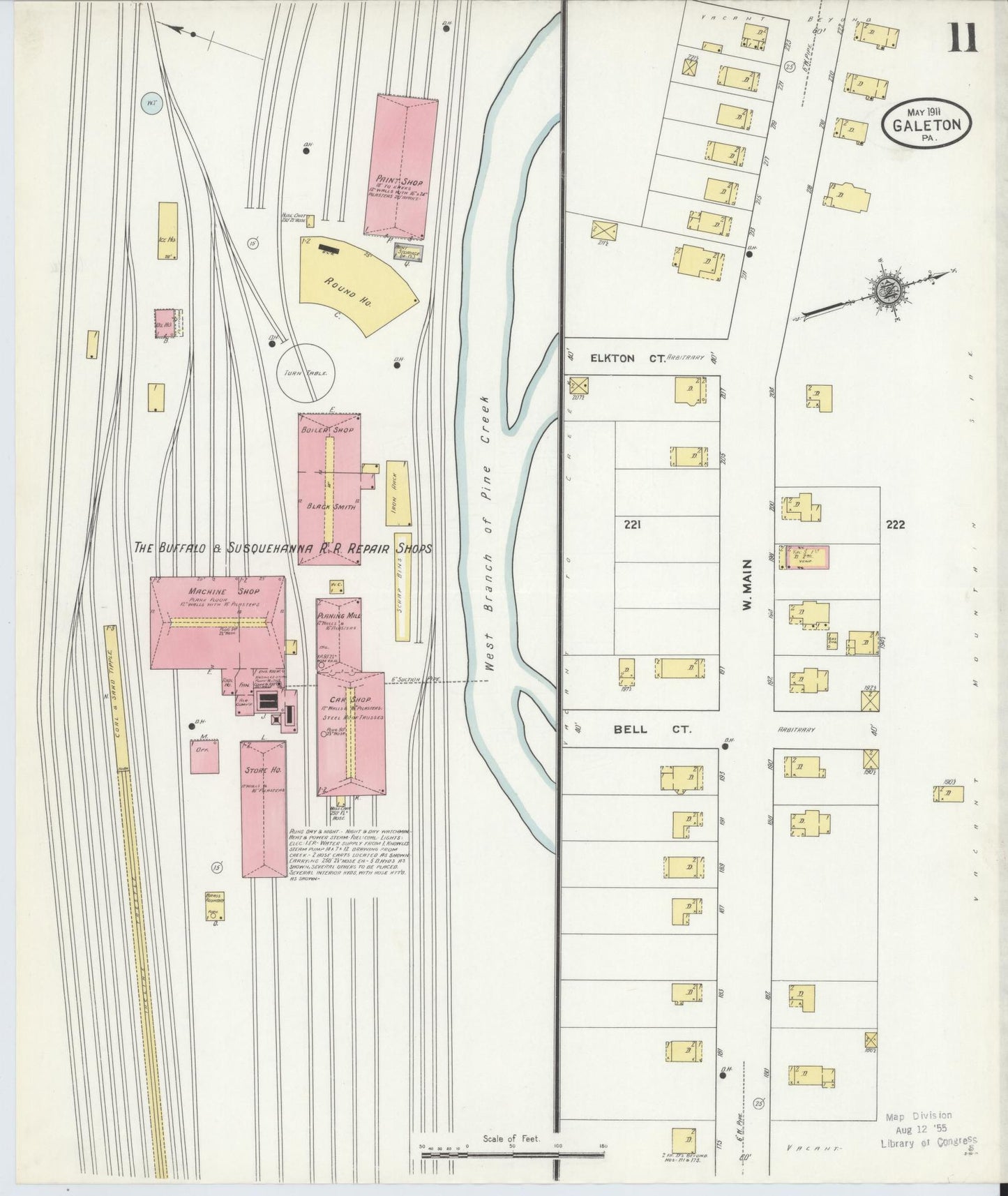 Sanborn Fire Insurance Map from Galeton, Potter County, Pennsylvania (1911), Sheet #0011 - Historic Sanborn Fire Insurance Map Print, vintage old map wall art, antique decor, genealogy gift, Pennsylvania Pennsylvania map