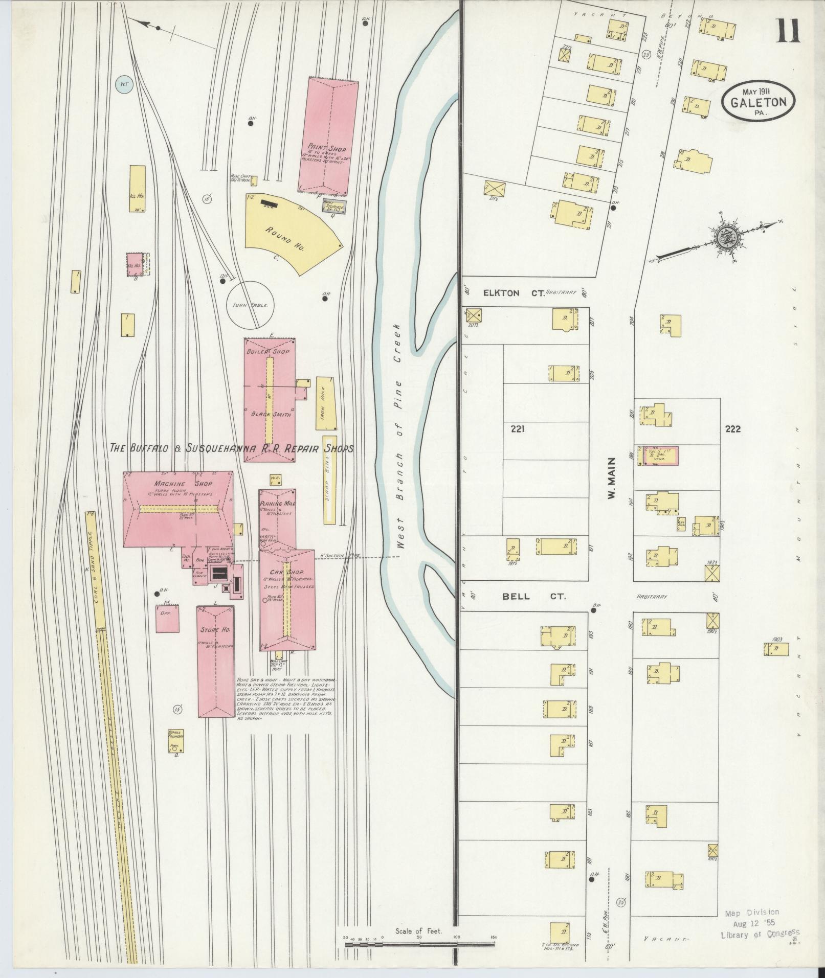 Sanborn Fire Insurance Map from Galeton, Potter County, Pennsylvania (1911), Sheet #0011 - Historic Sanborn Fire Insurance Map Print, vintage old map wall art, antique decor, genealogy gift, Pennsylvania Pennsylvania map