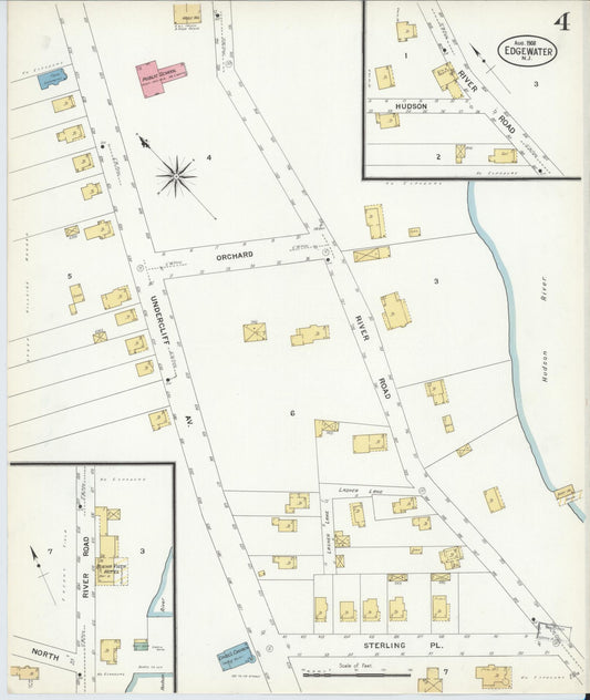 Sanborn Fire Insurance Map from Edgewater, Bergen County, New Jersey (1908), Sheet #0004 - Historic Sanborn Fire Insurance Map Print, vintage old map wall art, antique decor, genealogy gift, New Jersey New Jersey map
