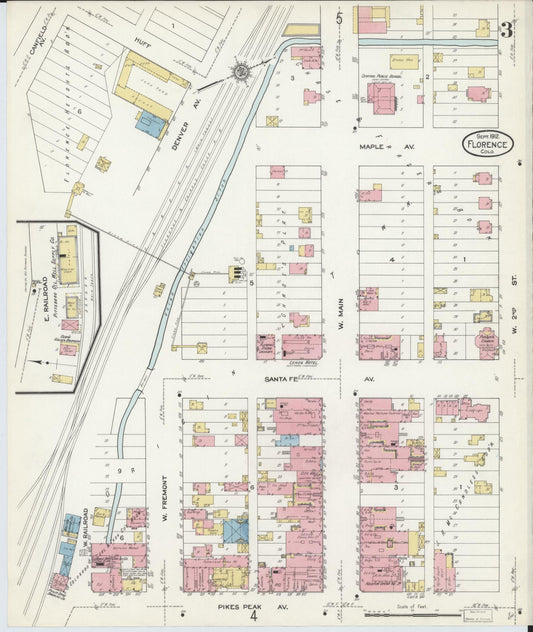 Sanborn Fire Insurance Map from Florence, Fremont County, Colorado (1912), Sheet #0003 - Historic Sanborn Fire Insurance Map Print, vintage old map wall art, antique decor, genealogy gift, Colorado Colorado map