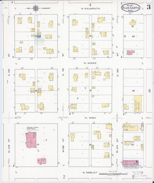 Sanborn Fire Insurance Map from Blue Earth, Faribault County, Minnesota (1917), Sheet #0003 - Historic Sanborn Fire Insurance Map Print, vintage old map wall art, antique decor, genealogy gift, Minnesota Minnesota map