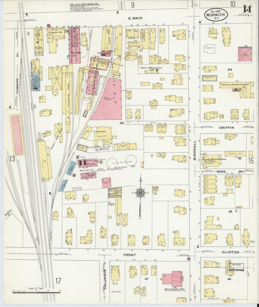 Sanborn Fire Insurance Map from Norwich, Chenango County, New York (1910), Sheet #0014 - Historic Sanborn Fire Insurance Map Print, vintage old map wall art, antique decor, genealogy gift, New York New York map