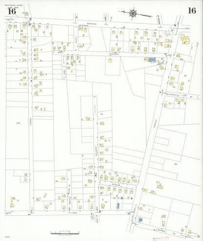 Sanborn Fire Insurance Map from Whitman, Plymouth County, Massachusetts (1939), Sheet #0016 - Complete Map Set gallery image, historic Sanborn map, vintage wall art, Massachusetts Massachusetts