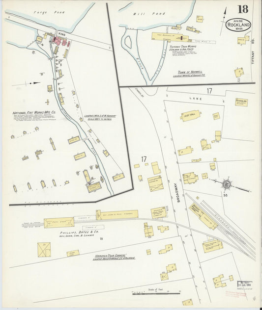 Sanborn Fire Insurance Map from Rockland, Plymouth County, Massachusetts (1912), Sheet #0018 - Historic Sanborn Fire Insurance Map Print, vintage old map wall art, antique decor, genealogy gift, Massachusetts Massachusetts map