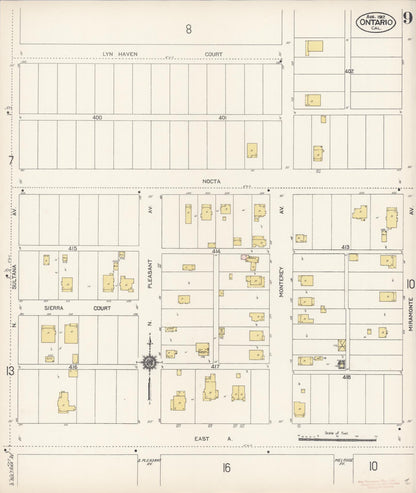 Sanborn Fire Insurance Map from Ontario, San Bernardino County, California (1912), Sheet #0009 - Historic Sanborn Fire Insurance Map Print, vintage old map wall art, antique decor, genealogy gift, California California map