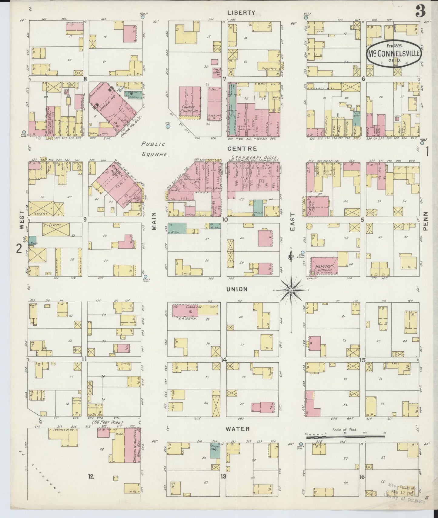 Sanborn Fire Insurance Map from McConnelsville, Morgan County, Ohio (1896), Sheet #0003 - Complete Map Set gallery image, historic Sanborn map, vintage wall art, Ohio Ohio
