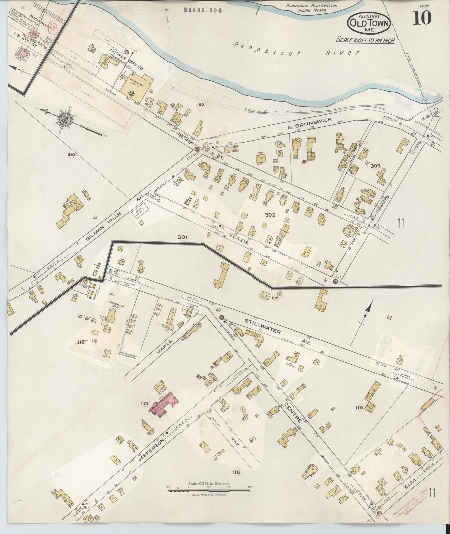 Sanborn Fire Insurance Map from Old Town, Penobscot County, Maine (1948), Sheet #0010 - Complete Map Set gallery image, historic Sanborn map, vintage wall art, Maine Maine