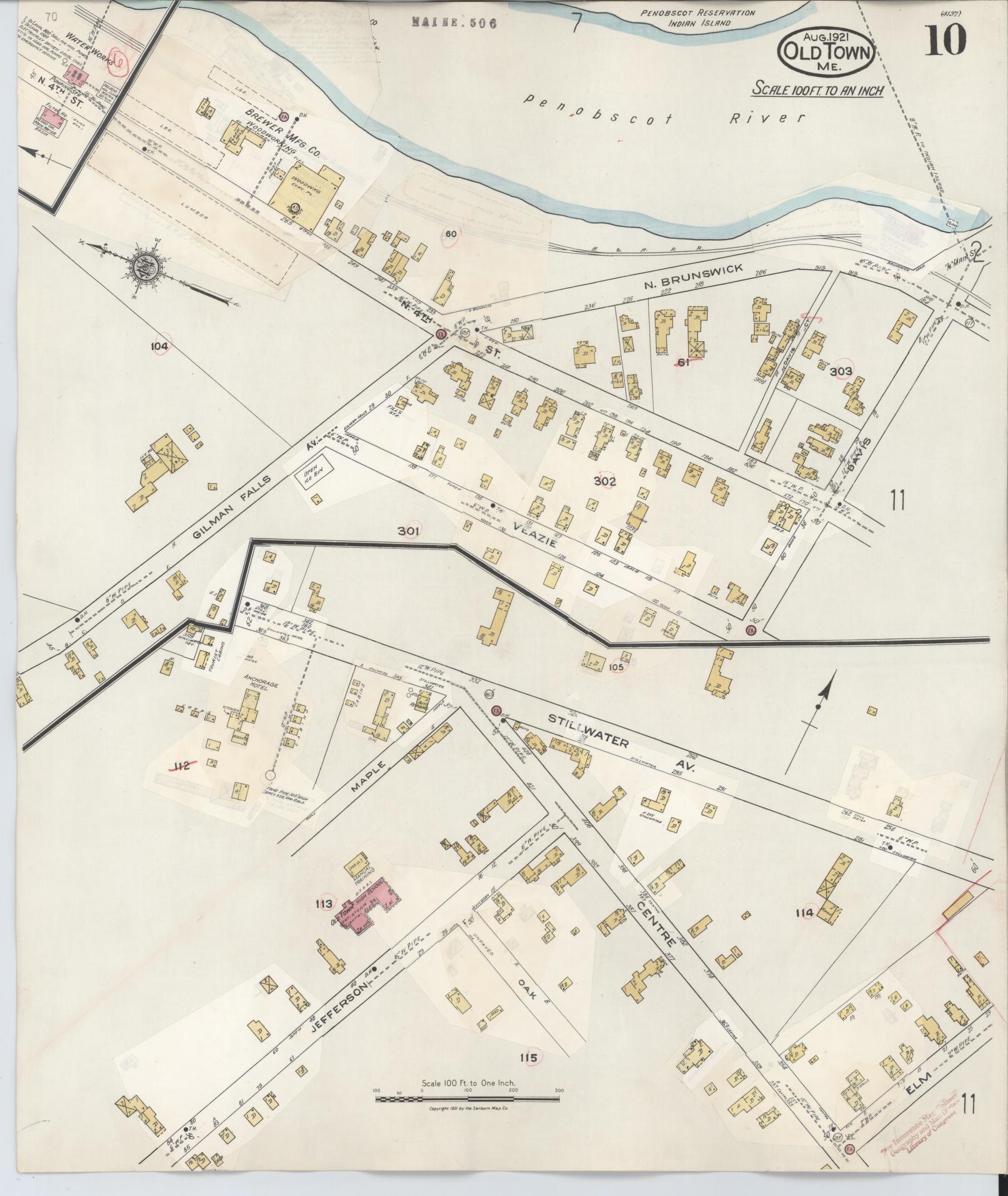 Sanborn Fire Insurance Map from Old Town, Penobscot County, Maine (1948), Sheet #0010 - Complete Map Set gallery image, historic Sanborn map, vintage wall art, Maine Maine