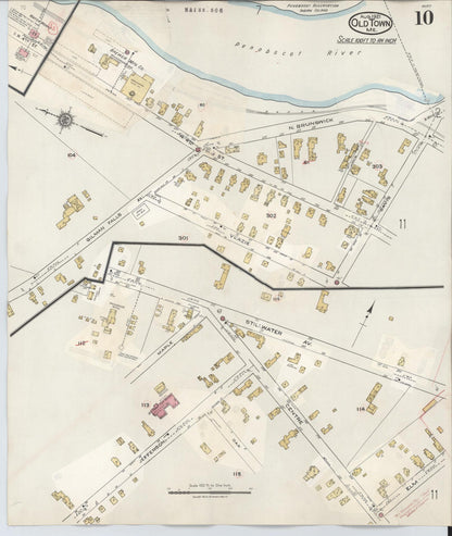 Sanborn Fire Insurance Map from Old Town, Penobscot County, Maine (1948), Sheet #0010 - Complete Map Set gallery image, historic Sanborn map, vintage wall art, Maine Maine
