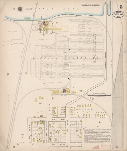 Sanborn Fire Insurance Map from Cass Lake, Cass County, Minnesota (1922), Sheet #0005 - Complete Map Set gallery image, historic Sanborn map, vintage wall art, Minnesota Minnesota