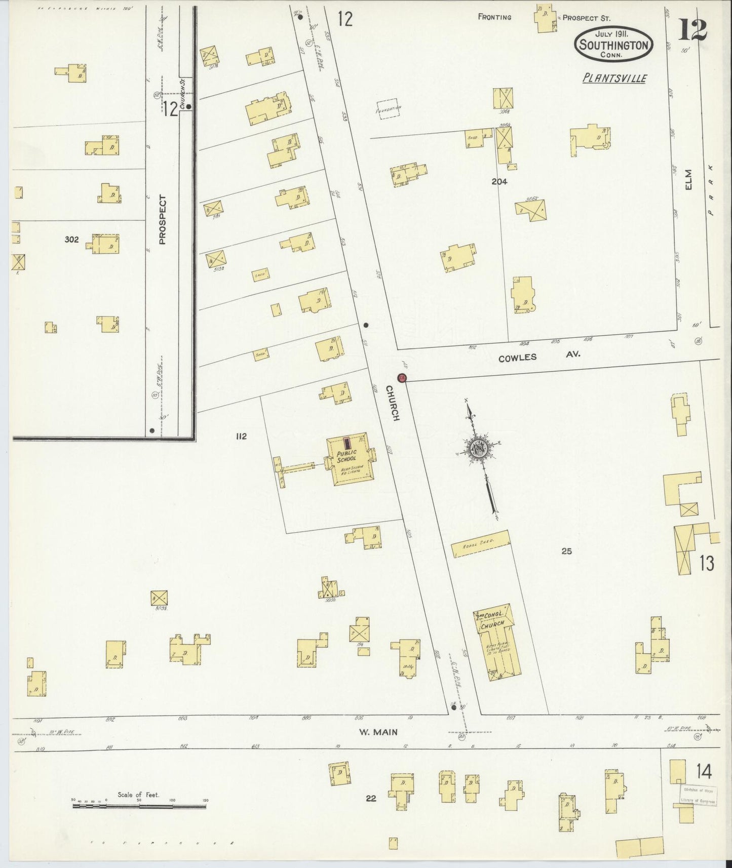 Sanborn Fire Insurance Map from Southington, Hartford County, Connecticut (1911), Sheet #0012 - Complete Map Set gallery image, historic Sanborn map, vintage wall art, Connecticut Connecticut