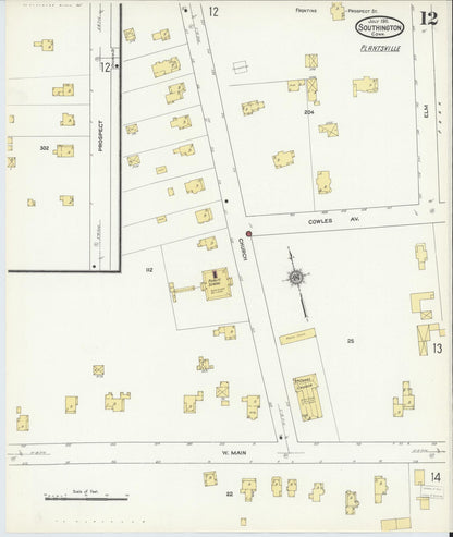 Sanborn Fire Insurance Map from Southington, Hartford County, Connecticut (1911), Sheet #0012 - Complete Map Set gallery image, historic Sanborn map, vintage wall art, Connecticut Connecticut