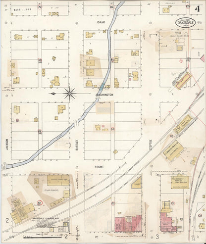 Sanborn Fire Insurance Map from Oakesdale, Whitman County, Washington (1931), Sheet #0004 - Complete Map Set gallery image, historic Sanborn map, vintage wall art, Washington Washington