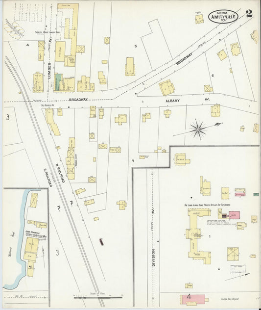Sanborn Fire Insurance Map from Amityville, Suffolk County, New York (1904), Sheet #0002 - Historic Sanborn Fire Insurance Map Print, vintage old map wall art, antique decor, genealogy gift, New York New York map