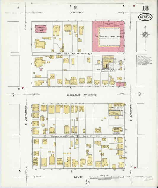 Sanborn Fire Insurance Map from Albany, Dougherty County, Georgia (1920), Sheet #0018 - Historic Sanborn Fire Insurance Map Print, vintage old map wall art, antique decor, genealogy gift, Georgia Georgia map