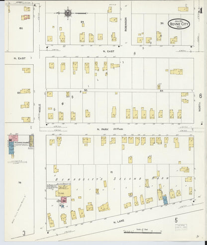Sanborn Fire Insurance Map from Boyne City, Charlevoix County, Michigan (1911), Sheet #0004 - Historic Sanborn Fire Insurance Map Print, vintage old map wall art, antique decor, genealogy gift, Michigan Michigan map
