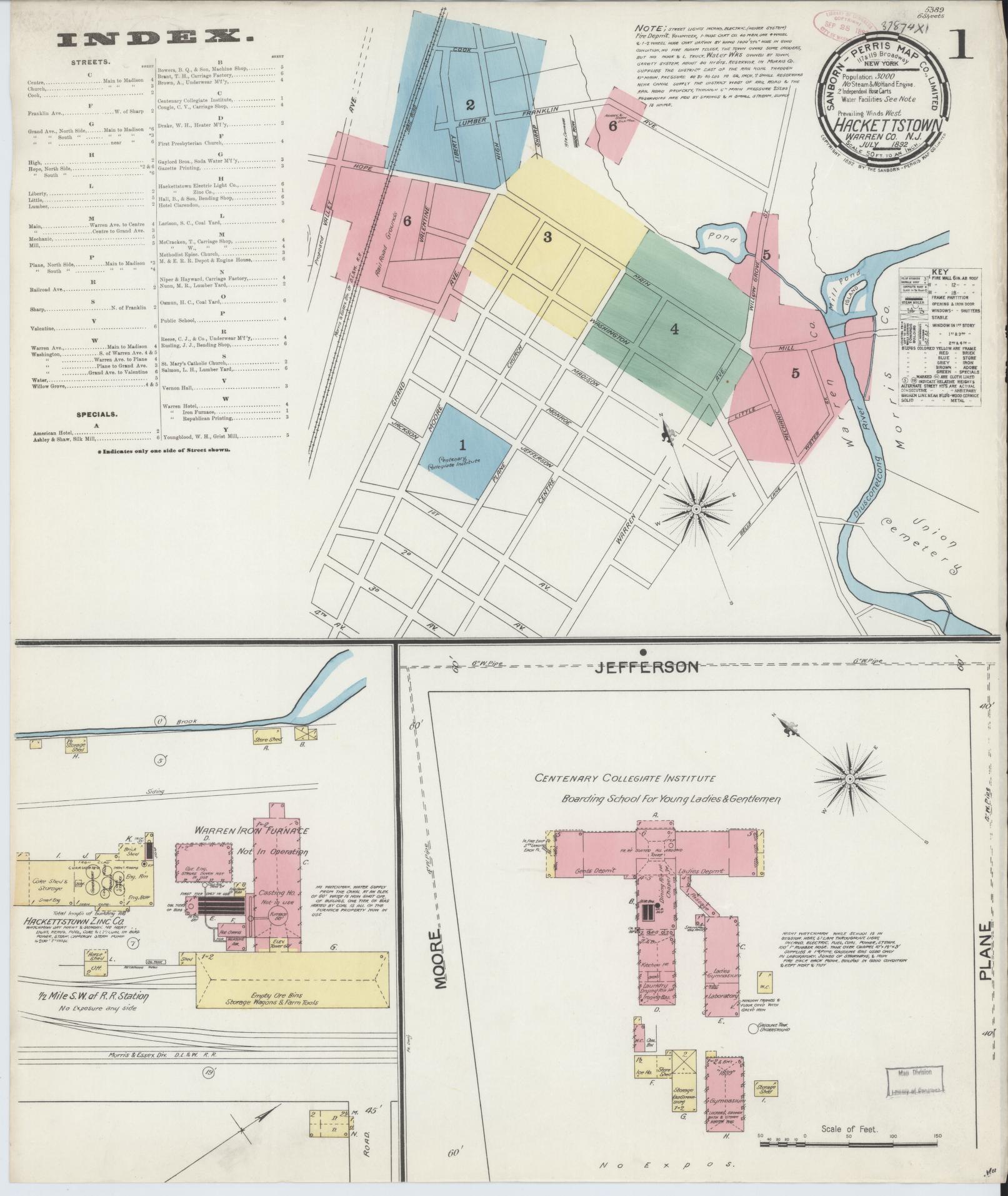 Sanborn Fire Insurance Map from Hackettstown, Warren County, New Jersey. (1892) – Historic Sanborn Fire Insurance Map Print