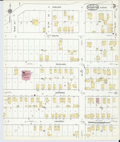 Sanborn Fire Insurance Map from Houghton, Houghton County, Michigan (1917), Sheet #0003 - Complete Map Set gallery image, historic Sanborn map, vintage wall art, Michigan Michigan