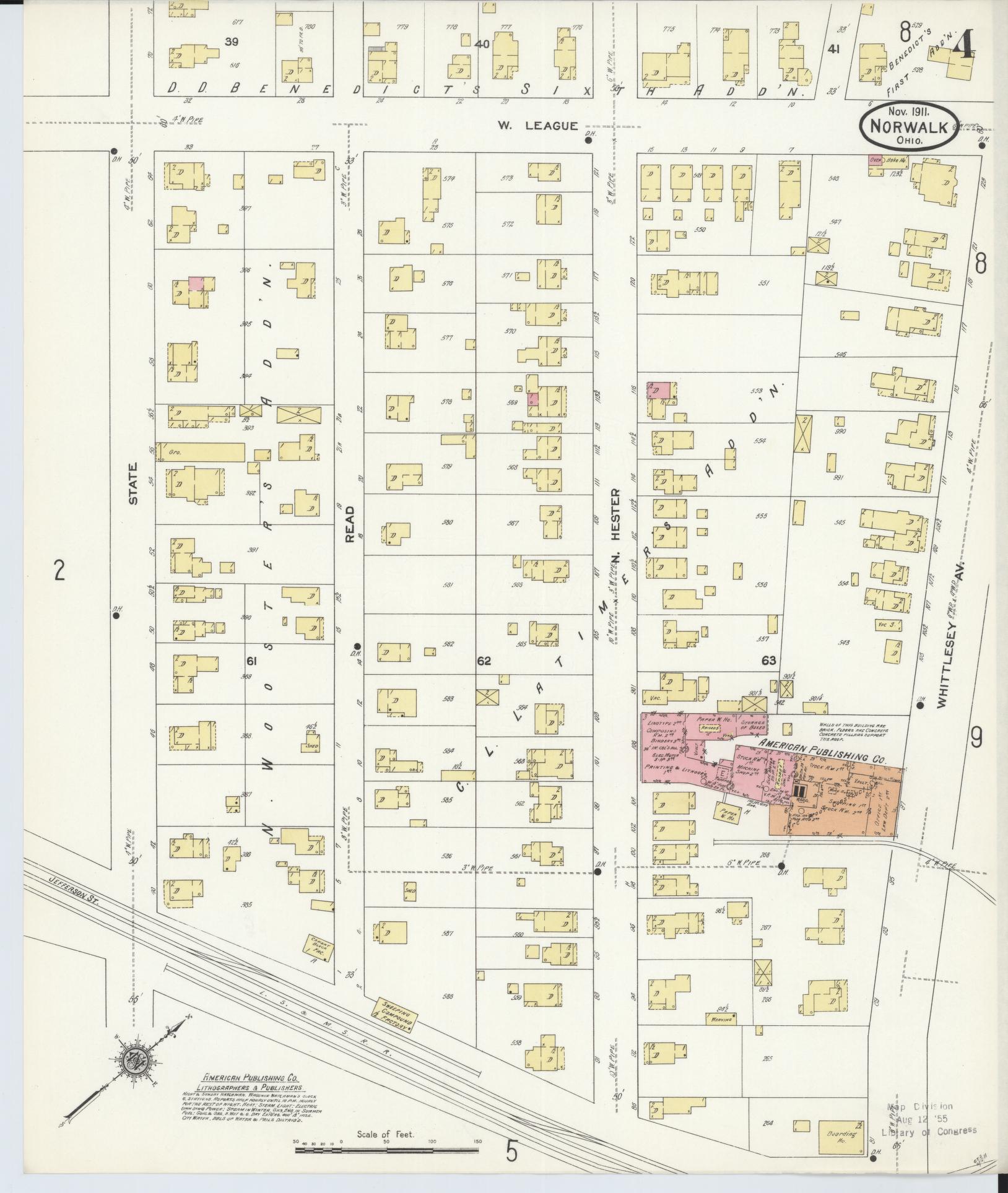 Sanborn Fire Insurance Map from Norwalk, Huron County, Ohio (1911), Sheet #0004 - Historic Sanborn Fire Insurance Map Print, vintage old map wall art, antique decor, genealogy gift, Ohio Ohio map