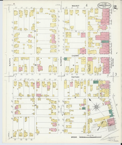 Sanborn Fire Insurance Map from Canal Dover, Tuscarawas County, Ohio (1907), Sheet #0002 - Historic Sanborn Fire Insurance Map Print, vintage old map wall art, antique decor, genealogy gift, Ohio Ohio map