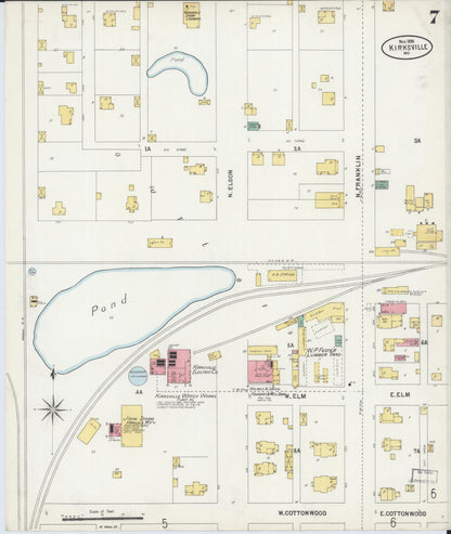Sanborn Fire Insurance Map from Kirksville, Adair County, Missouri (1898), Sheet #0007 - Historic Sanborn Fire Insurance Map Print, vintage old map wall art, antique decor, genealogy gift, Missouri Missouri map