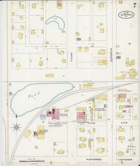 Sanborn Fire Insurance Map from Kirksville, Adair County, Missouri (1898), Sheet #0007 - Historic Sanborn Fire Insurance Map Print, vintage old map wall art, antique decor, genealogy gift, Missouri Missouri map
