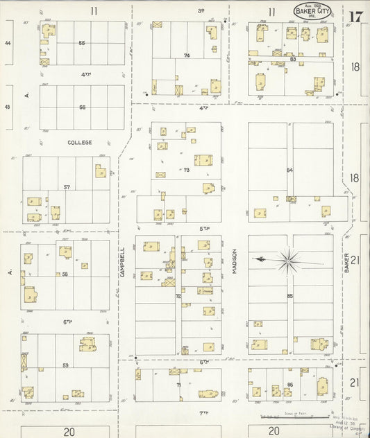 Sanborn Fire Insurance Map from Baker, Baker County, Oregon (1903), Sheet #0017 - Historic Sanborn Fire Insurance Map Print, vintage old map wall art, antique decor, genealogy gift, Oregon Oregon map
