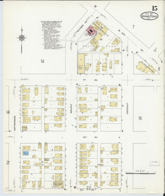 Sanborn Fire Insurance Map from Grand Forks, Grand Forks County, North Dakota (1912), Sheet #0015 - Historic Sanborn Fire Insurance Map Print, vintage old map wall art, antique decor, genealogy gift, North Dakota North Dakota map