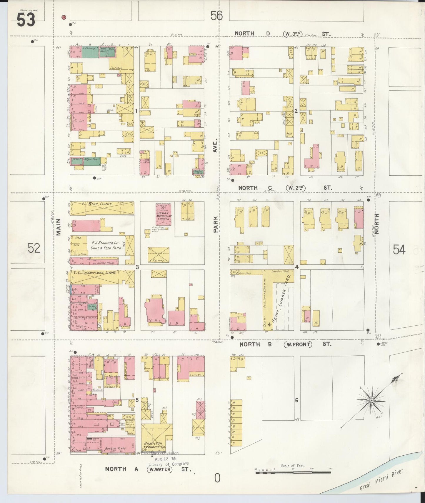 Sanborn Fire Insurance Map from Hamilton, Butler County, Ohio (1899), Sheet #0053 - Complete Map Set gallery image, historic Sanborn map, vintage wall art, Ohio Ohio