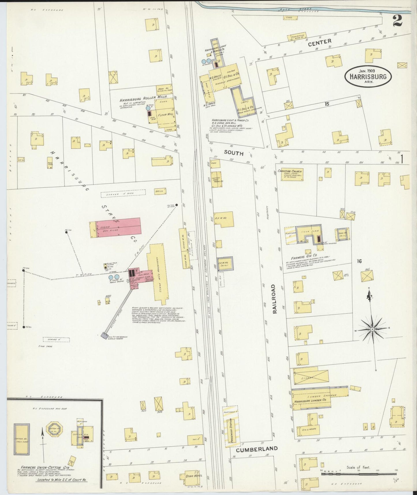 Sanborn Fire Insurance Map from Harrisburg, Poinsett County, Arkansas (1909), Sheet #0002 - Historic Sanborn Fire Insurance Map Print, vintage old map wall art, antique decor, genealogy gift, Arkansas Arkansas map