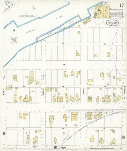Sanborn Fire Insurance Map from Aberdeen, Grays Harbor County, Washington (1901), Sheet #0017 - Complete Map Set gallery image, historic Sanborn map, vintage wall art, Washington Washington