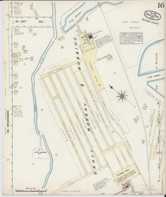 Sanborn Fire Insurance Map from Duluth, Saint Louis County, Minnesota (1884), Sheet #0016 - Historic Sanborn Fire Insurance Map Print, vintage old map wall art, antique decor, genealogy gift, Minnesota Minnesota map