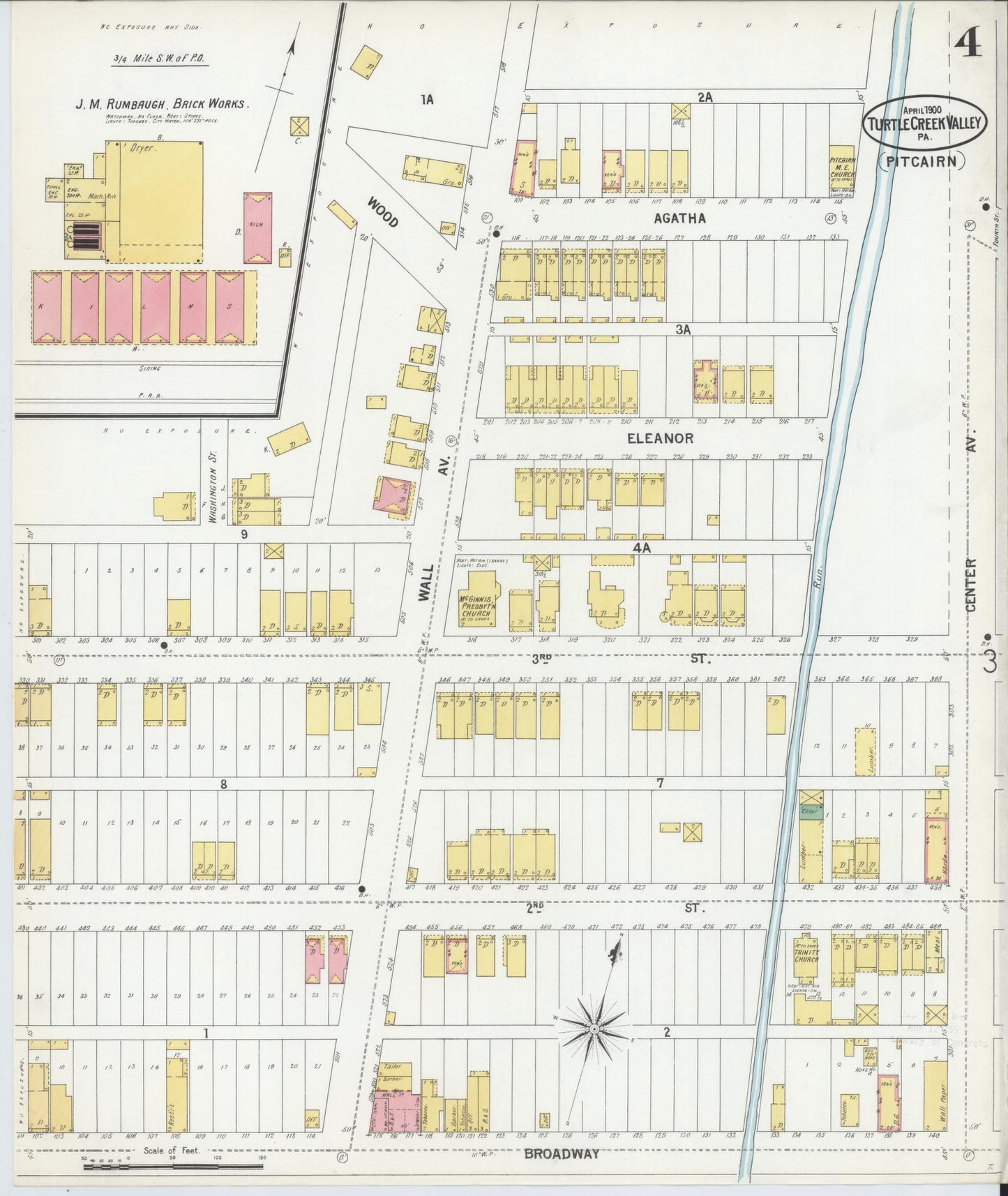 Sanborn Fire Insurance Map from Turtle Creek Valley, Allegheny County, Pennsylvania (1900), Sheet #0004 - Historic Sanborn Fire Insurance Map Print, vintage old map wall art, antique decor, genealogy gift, Pennsylvania Pennsylvania map