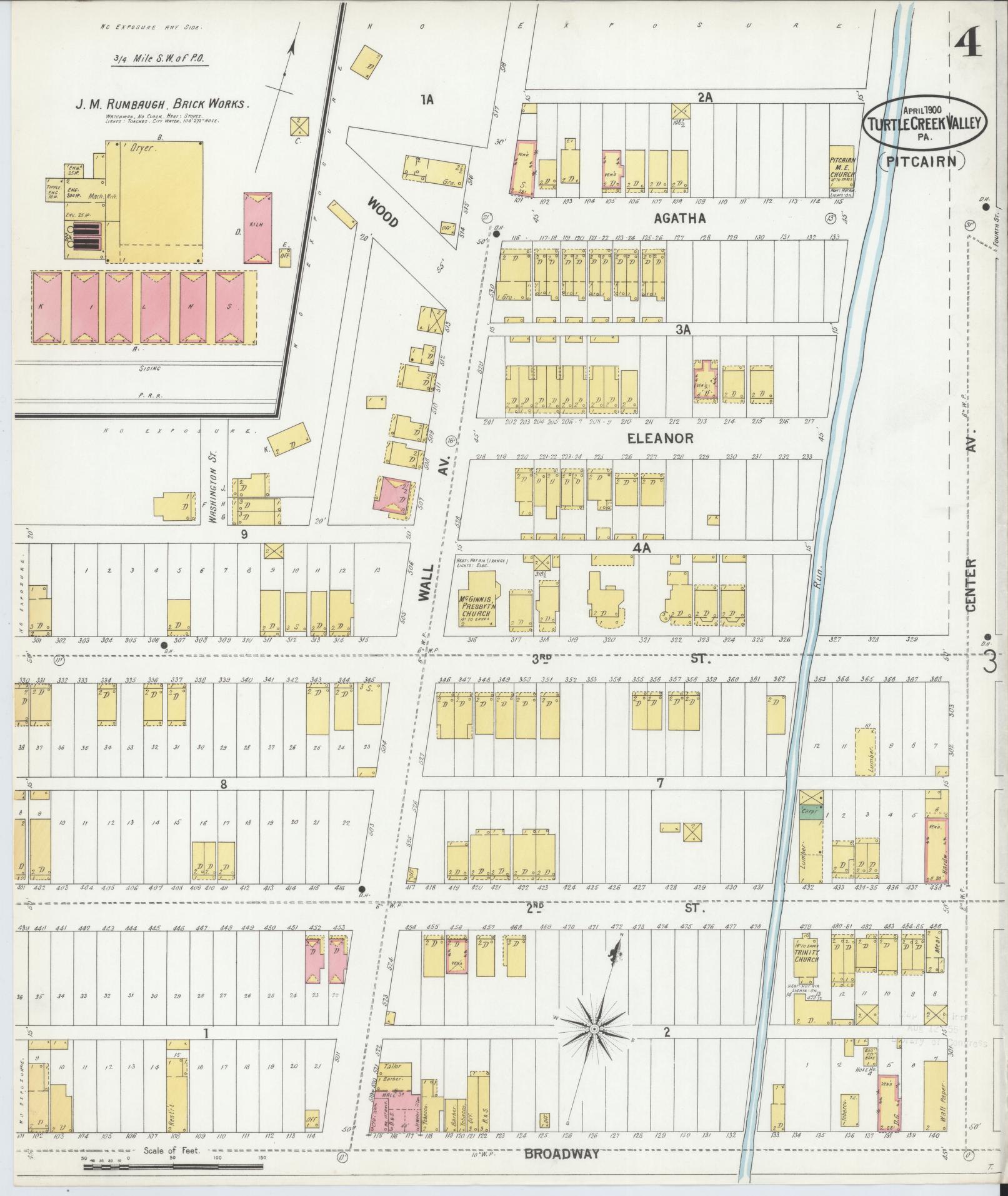 Sanborn Fire Insurance Map from Turtle Creek Valley, Allegheny County, Pennsylvania (1900), Sheet #0004 - Historic Sanborn Fire Insurance Map Print, vintage old map wall art, antique decor, genealogy gift, Pennsylvania Pennsylvania map