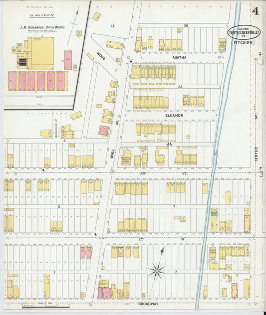 Sanborn Fire Insurance Map from Turtle Creek Valley, Allegheny County, Pennsylvania (1900), Sheet #0004 - Historic Sanborn Fire Insurance Map Print, vintage old map wall art, antique decor, genealogy gift, Pennsylvania Pennsylvania map