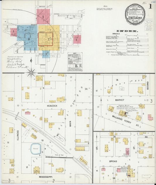 Sanborn Fire Insurance Map from Jonesboro, Union County, Illinois (1900), Sheet #0001 - Complete Map Set gallery image, historic Sanborn map, vintage wall art, Illinois Illinois