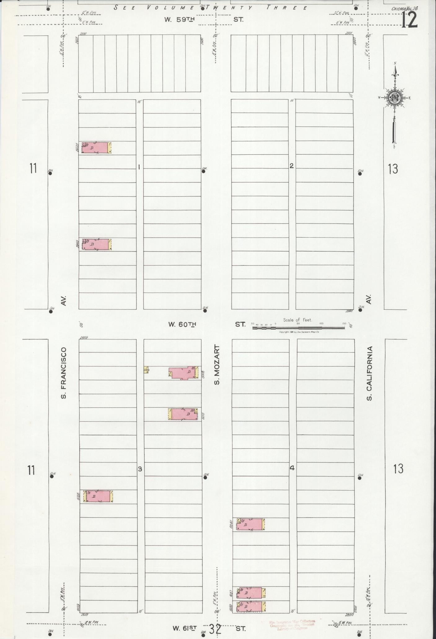Sanborn Fire Insurance Map from Chicago, Cook County, Illinois (1920), Sheet #0012 - Historic Sanborn Fire Insurance Map Print, vintage old map wall art, antique decor, genealogy gift, Illinois Illinois map