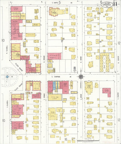 Sanborn Fire Insurance Map from Orange, Orange County, California (1922), Sheet #0011 - Complete Map Set gallery image, historic Sanborn map, vintage wall art, California California