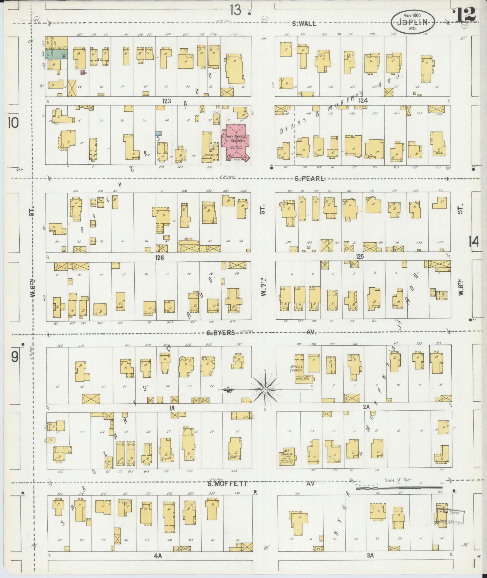 Sanborn Fire Insurance Map from Joplin, Jasper County, Missouri (1900), Sheet #0012 - Historic Sanborn Fire Insurance Map Print, vintage old map wall art, antique decor, genealogy gift, Missouri Missouri map