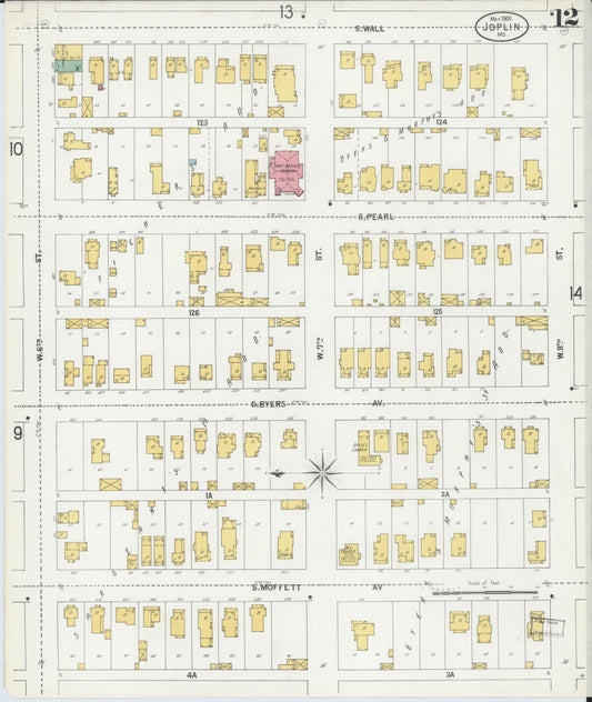 Sanborn Fire Insurance Map from Joplin, Jasper County, Missouri (1900), Sheet #0012 - Historic Sanborn Fire Insurance Map Print, vintage old map wall art, antique decor, genealogy gift, Missouri Missouri map