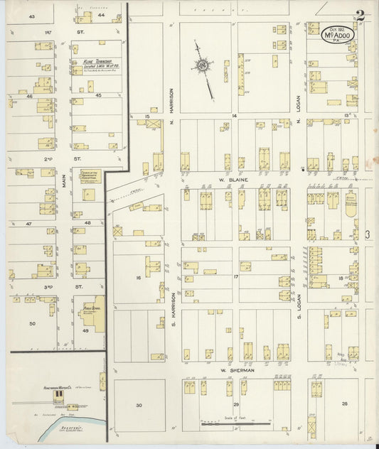 Sanborn Fire Insurance Map from McAdoo, Schuylkill County, Pennsylvania (1912), Sheet #0002 - Historic Sanborn Fire Insurance Map Print, vintage old map wall art, antique decor, genealogy gift, Pennsylvania Pennsylvania map