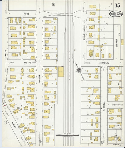 Sanborn Fire Insurance Map from Rhinelander, Oneida County, Wisconsin (1920), Sheet #0015 - Complete Map Set gallery image, historic Sanborn map, vintage wall art, Wisconsin Wisconsin