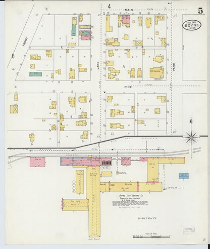Sanborn Fire Insurance Map from Boyne City, Charlevoix County, Michigan (1905), Sheet #0005 - Complete Map Set gallery image, historic Sanborn map, vintage wall art, Michigan Michigan
