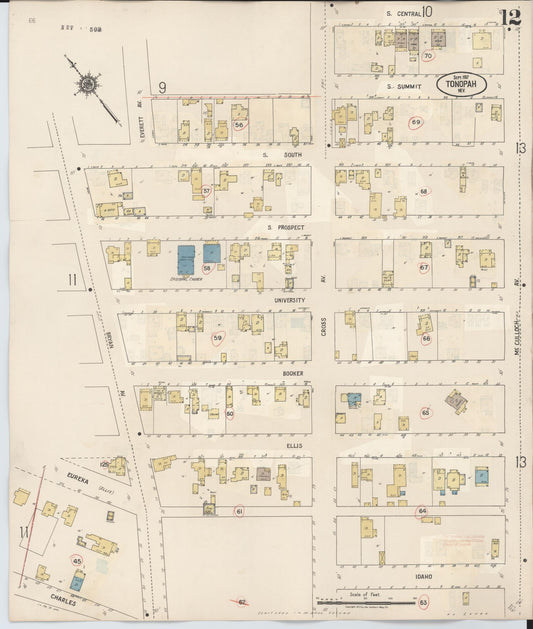 Sanborn Fire Insurance Map from Tonopah, Nye County, Nevada (1941), Sheet #0012 - Historic Sanborn Fire Insurance Map Print, vintage old map wall art, antique decor, genealogy gift, Nevada Nevada map