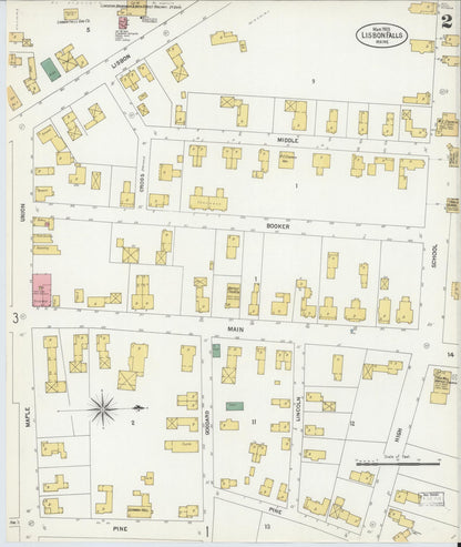 Sanborn Fire Insurance Map from Lisbon Falls, Androscoggin County, Maine (1903), Sheet #0002 - Complete Map Set gallery image, historic Sanborn map, vintage wall art, Maine Maine